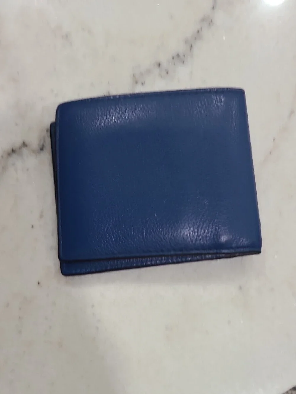 Coach Two-Tone Blue Leather Bifold Card & Key Holder